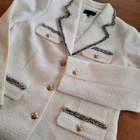 Talbots Tweedy Blazer with fringe trim - cream - Picture 8 of 12